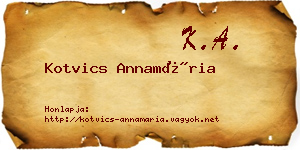 Kotvics Annamária névjegykártya